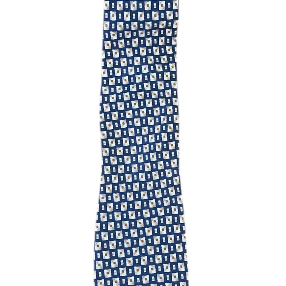 MARIO CALDI 7 Folds Blue Geometric Luxury Silk Tie Made In Italy W: 3.5" EX COND - Picture 2 of 5